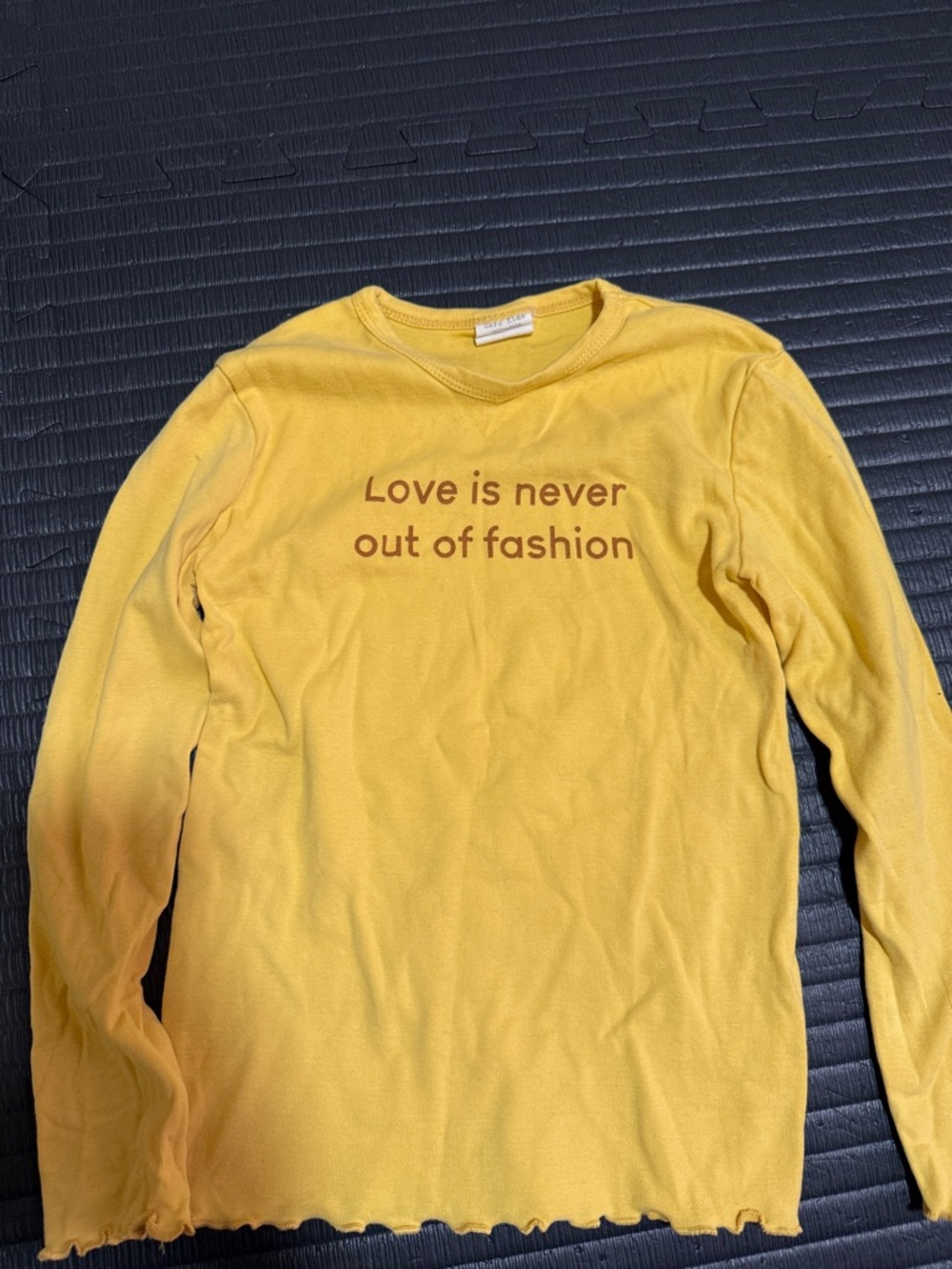 Zara Yellow Long Sleeve Tee with Brown Text